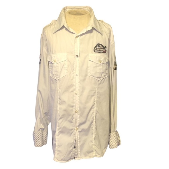 Jachs Just A Cheap Shirt Men’s Button Down White Shirt With Patches Size… - Picture 8 of 10